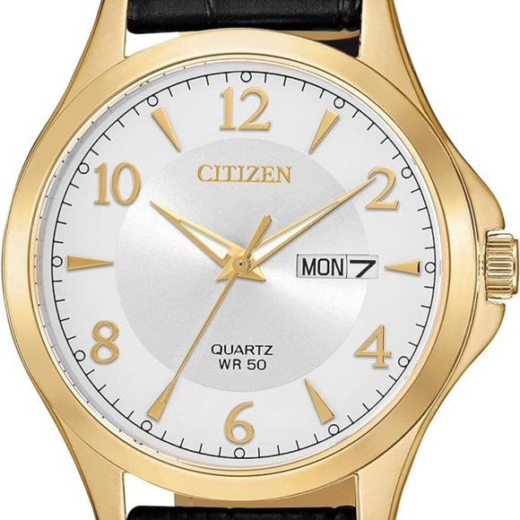 NWOT Citizen Quartz Mens Watch Leather strap, Casual, Black Model: BF2003-25A
